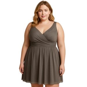 J. CREW HEIDI GRAY SILK MIDI FORMAL CHIFFON LUXURY LINED FLIRTY DRESS